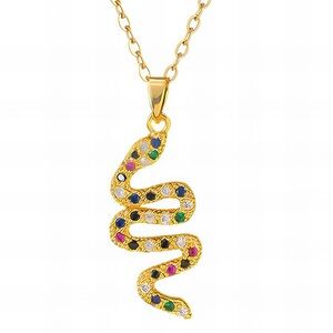 Gold Multicolor Snake Pendant Necklace